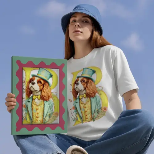 TailMuseum Alphabet Pet Art T-Shirt — Letter B (Personalised)