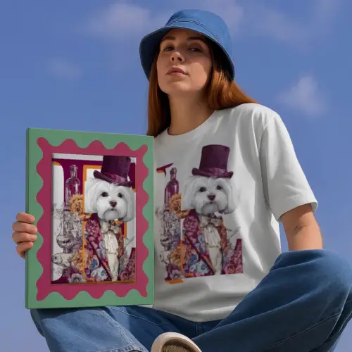 TailMuseum Alphabet Pet Art T-Shirt — Letter E (Personalised)