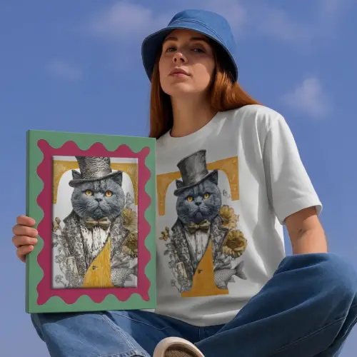 TailMuseum Alphabet Pet Art T-Shirt — Letter T (Personalised)