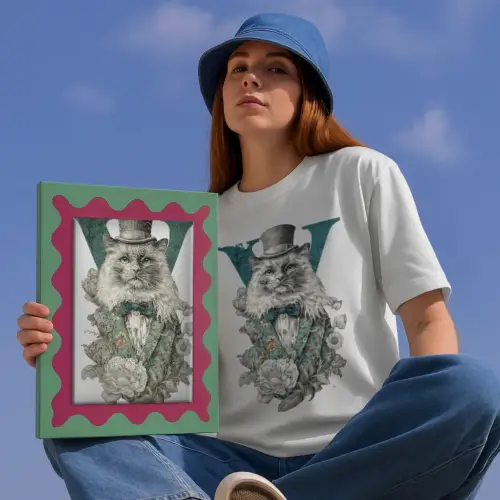 TailMuseum Alphabet Pet Art T-Shirt — Letter V (Personalised)