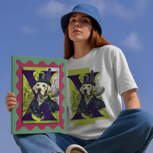 TailMuseum Alphabet Pet Art T-Shirt — Letter X (Personalised)